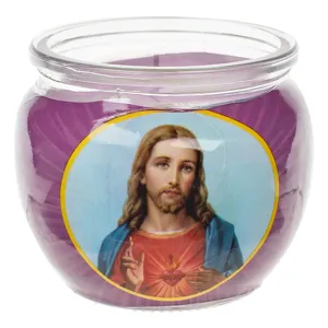 Lumanare decorativă cu aromă de lavandă în recipient de sticlă