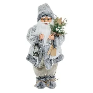 Figurina Decorativă Crăciun Gri cu Schiuri pentru Decorațiune