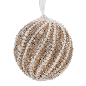 Glob de brad pentru Crăciun cu glitter și perle albe