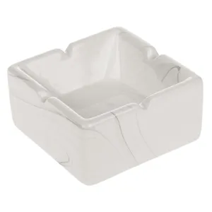 Scrumieră ceramică pătrată albă cu marmură