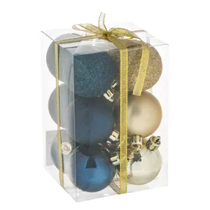 Set Globuri de Craciun Albastre Aurii Glitter Ø5cm - 12 buc