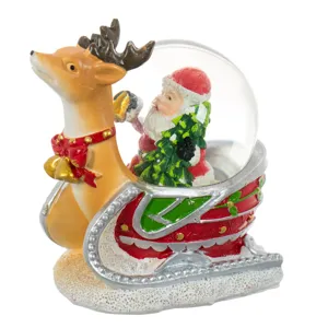 Glob Lichid Decorativ Crăciun Sanie cu Cerb și Moș Crăciun 11cm