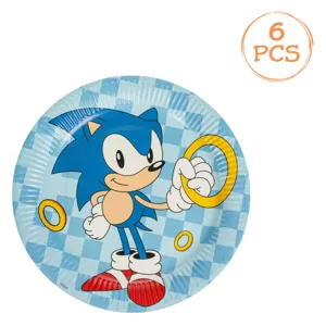 Set farfurii carton temat Sonic pentru petreceri, 6 bucăți