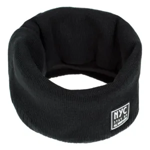 Fular Circular Negru cu Captuseală Fleece și Patch Rubber pentru Bărbați