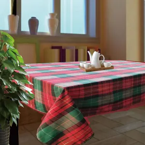 Față de masă decorativă Crăciun Roșu și Verde Poliester 140x240 cm