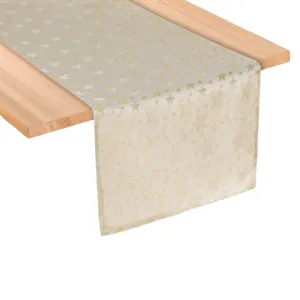 Runner Decorativ de Craciun Ecru cu Stele Aurii 160X33m