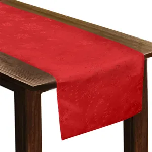 Runner Decorativ Craciun Rosu Fulgi Glitter pentru Masă