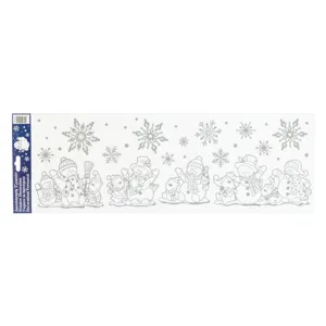 Autocolante Decorative de Craciun Om de Zapada Fulgi Glitter Argintiu 20x60cm