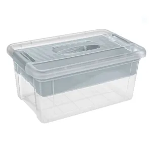 Cutie organizator transparenta cu raft detasabil si compartimente, 9L, 35,1x23,1x16,9cm