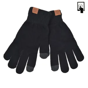 Mănuși negre pentru ecran tactil cu patch maro "Original Vintage" pentru adolesc