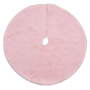 Fustă Decorativă Brad Crăciun Roz Blană Artificială Diametru 60cm