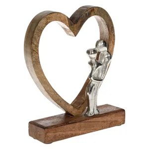 Decorațiune de Masă Romantică: Inima și Figură Cuplu din Lemn și Metal
