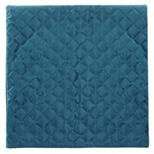 Fată de pernă decorativă velvet albastră, model relief romburi, 45x43 cm