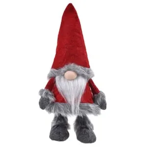Figurina Decorativa Craciun Gnome cu Miscare Caciula Bordo Blana