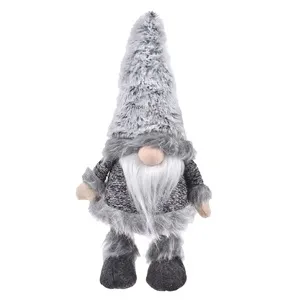 Figurina Decorativa de Craciun Gnome Gri cu Miscare Blană Artificială