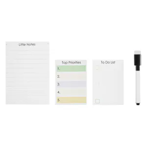 Set 3 Notite Magnetice si Marker cu Buretel, 4 buc, Alb