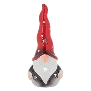 Figurina ceramică gnome de Crăciun cu caciulă roșie pentru decor