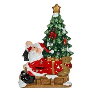 Decorațiune de Crăciun completă cu copac și Santa pentru atmosferă festivă