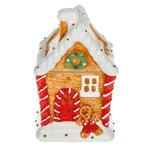 Cutie pentru Biscuiți Casă Gingerbread Ceramică Galben Roșu