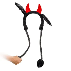 Coroniță Diavol cu Urechi în Mișcare Roșu/Negru pentru Costume