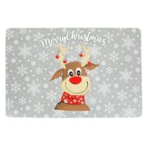 Suport Farfurie de Craciun cu Design Ren și Fulgi Albi