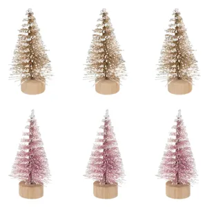 Set Brazi Decorativi Crăciun Glitter Roz Bej Șampanie 7cm