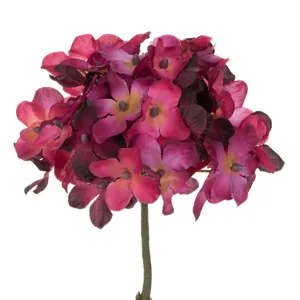 Floare artificiala Hortensie Rosie, 24 cm
