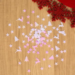 Confetti decorativi pentru masă de Craciun, fulgi irizați și stele