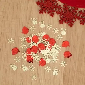 Confetti Decorativ pentru Masa de Crăciun cu Fulgi Rosii și Aurii, Oameni de Zap
