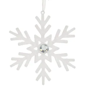 Ornament Brad de Craciun Fulg Alb cu Glitter și Strass