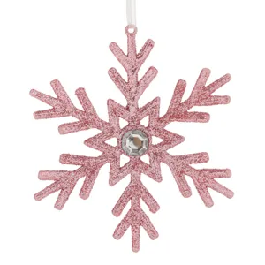Ornament Brad de Crăciun cu Glitter Roz și Strass pentru Decor