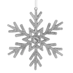 Ornament brad de Craciun cu fulg argintiu și strass