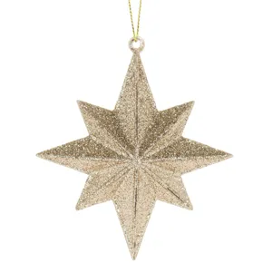 Ornament Stea 3D Glitter pentru Crăciun, Dimensiune 10 cm