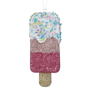 Ornament de Crăciun Bat Roz Aurie cu Glitter 13cm