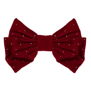 Clamă pentru păr catifelată bordo cu strass, 16 cm