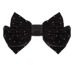 Cleme păr catifelată cu strass negru, 16 cm