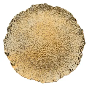 Platou Decorativ Crăciun Auriu Relief Asimetric Plastic 40x3cm