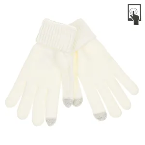 Mănuși ecru cu textură reliefată pentru ecrane tactile, damă