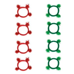 Set Elastice Păr Crăciun 8 Bucăți Roșu și Verde cu Pompoane
