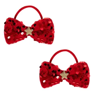 Buntură de Crăciun roșie cu paiete și stea glitter pentru accesorii festive