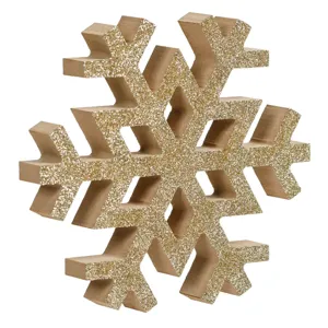 Decorațiune de Crăciun din Lemn Fulg cu Glitter Auriu