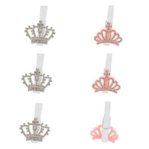 Clestisori Decorativi Coroane din Pasla cu Strass Set 6 Bucati Roz & Alb