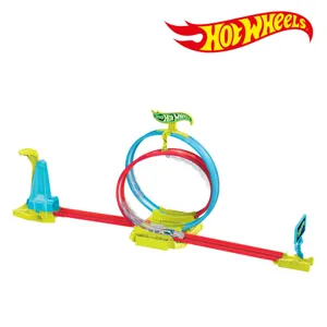 Pistă de curse cu buclă dublă și panou rotativ, include mașinuță 1:64, multicolor