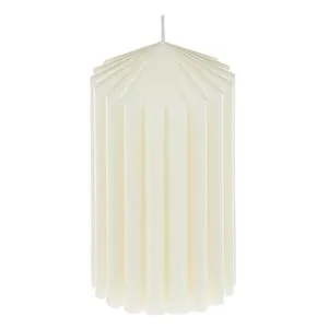 Lumanare decorativa alba cu model, Ø7x13cm