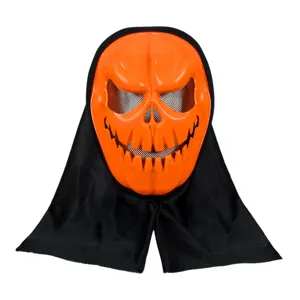 Masca de Halloween Dovleac Infricosator cu Acoperire Neagra pentru Cap