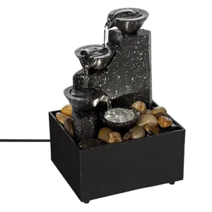Fântână arteziană decorativă cu LED și pietre naturale pentru relaxare