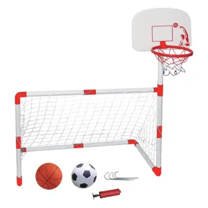 Poartă de fotbal cu panou de baschet 2 în 1, 100x46x68 cm, alb