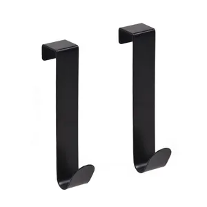 Carlige metalice negre pentru ușă și ușă de dulap, 2 buc, 2x12 cm
