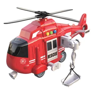Elicopter de salvare cu targa, lumini si sunete, rosie, 1:16