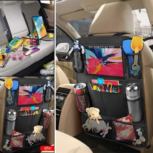 Organizator auto negru cu 8 compartimente și suport tabletă 40x60 cm